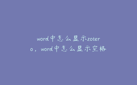 word中怎么显示zotero,word中怎么显示空格