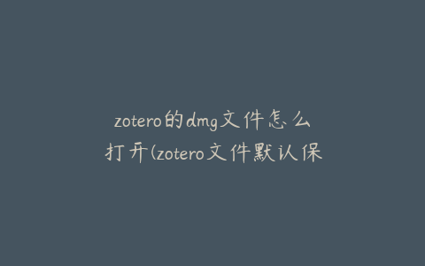 zotero的dmg文件怎么打开(zotero文件默认保存在哪)