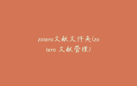 zotero文献文件夹(zotero 文献管理)