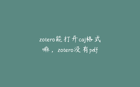 zotero能打开caj格式嘛,zotero没有pdf