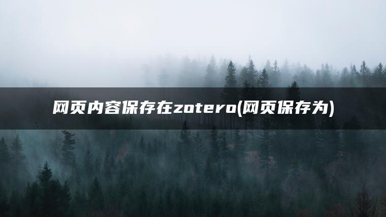 网页内容保存在zotero(网页保存为)