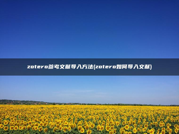 zotero参考文献导入方法(zotero如何导入文献)