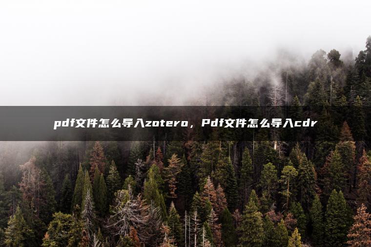 pdf文件怎么导入zotero，Pdf文件怎么导入cdr