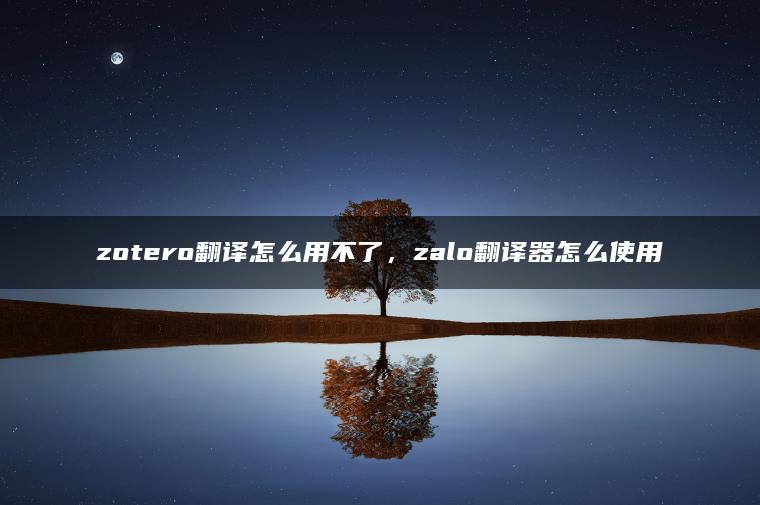zotero翻译怎么用不了，zalo翻译器怎么使用
