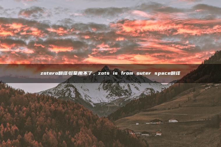 zotero翻译引擎用不了，zots is from outer space翻译