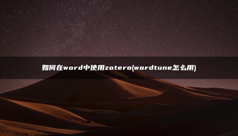 如何在word中使用zotero(wordtune怎么用)