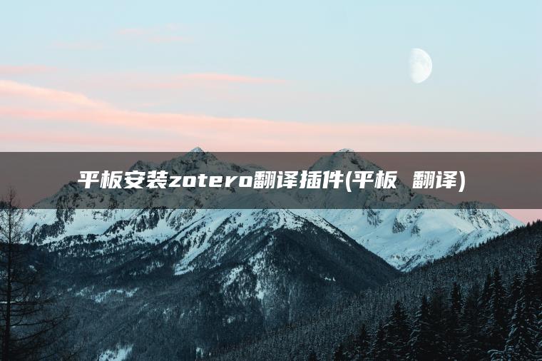 平板安装zotero翻译插件(平板 翻译)