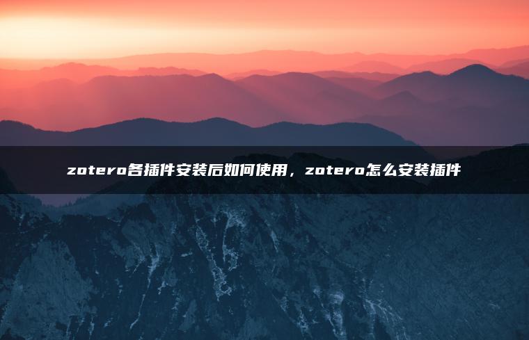 zotero各插件安装后如何使用，zotero怎么安装插件