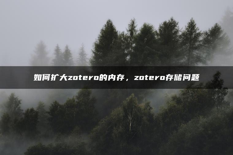 如何扩大zotero的内存，zotero存储问题