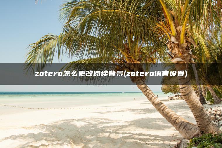 zotero怎么更改阅读背景(zotero语言设置)