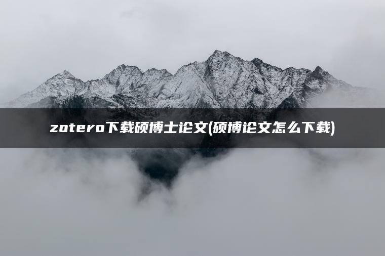 zotero下载硕博士论文(硕博论文怎么下载)