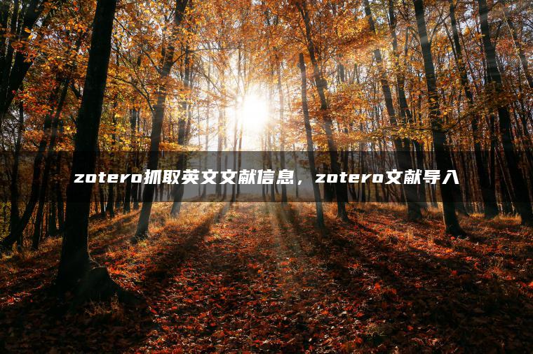zotero抓取英文文献信息，zotero文献导入