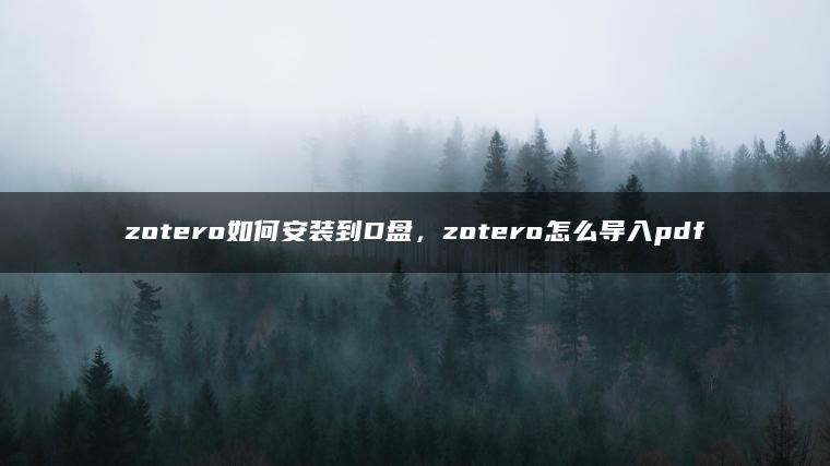 zotero如何安装到D盘，zotero怎么导入pdf