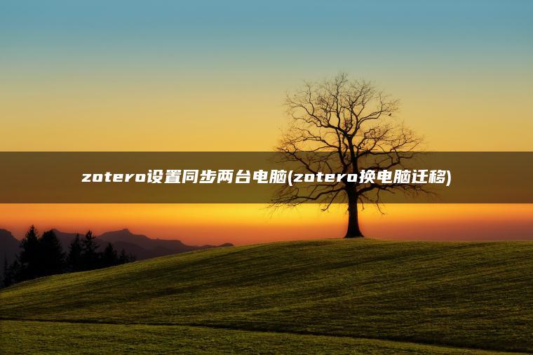 zotero设置同步两台电脑(zotero换电脑迁移)