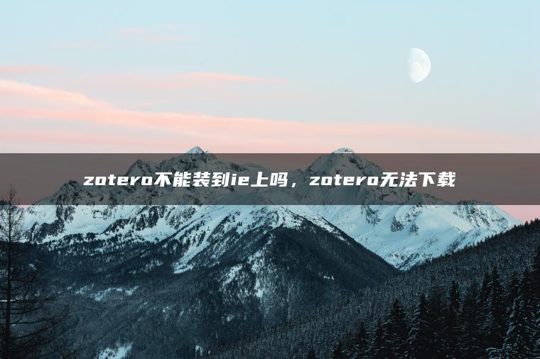 zotero不能装到ie上吗，zotero无法下载