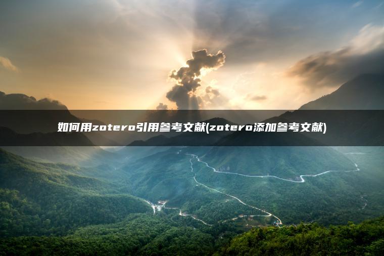 如何用zotero引用参考文献(zotero添加参考文献)