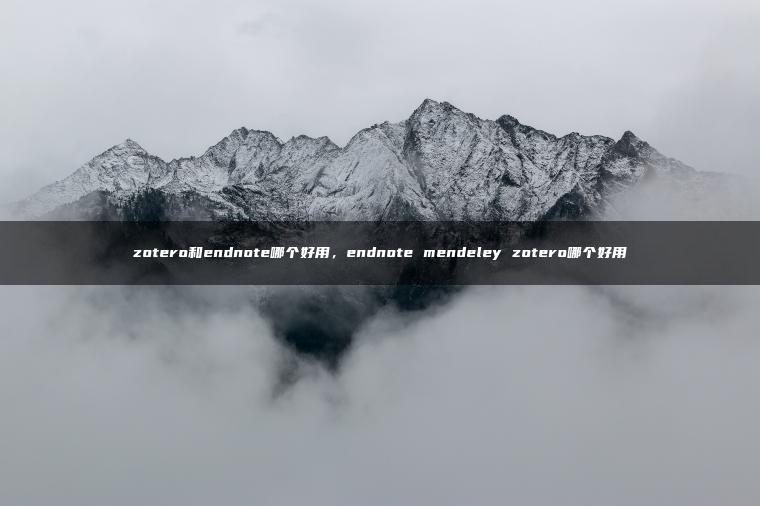 zotero和endnote哪个好用，endnote mendeley zotero哪个好用