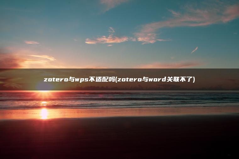 zotero与wps不适配吗(zotero与word关联不了)