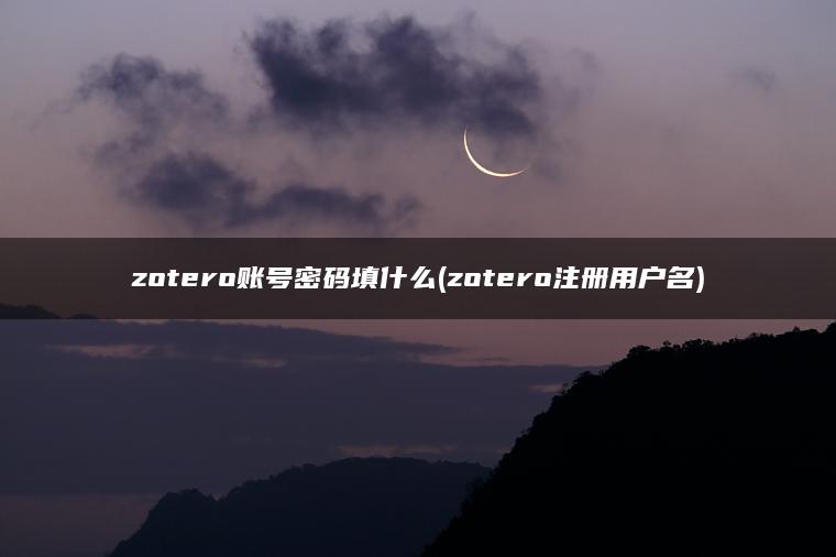 zotero账号密码填什么(zotero注册用户名)