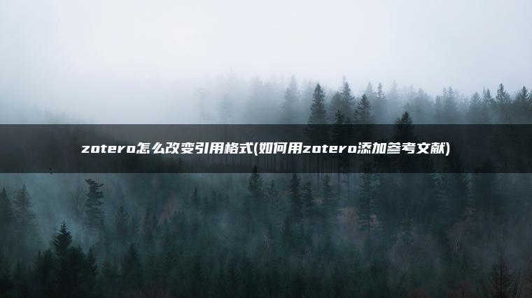 zotero怎么改变引用格式(如何用zotero添加参考文献)