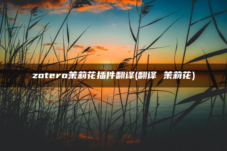 zotero茉莉花插件翻译(翻译 茉莉花)
