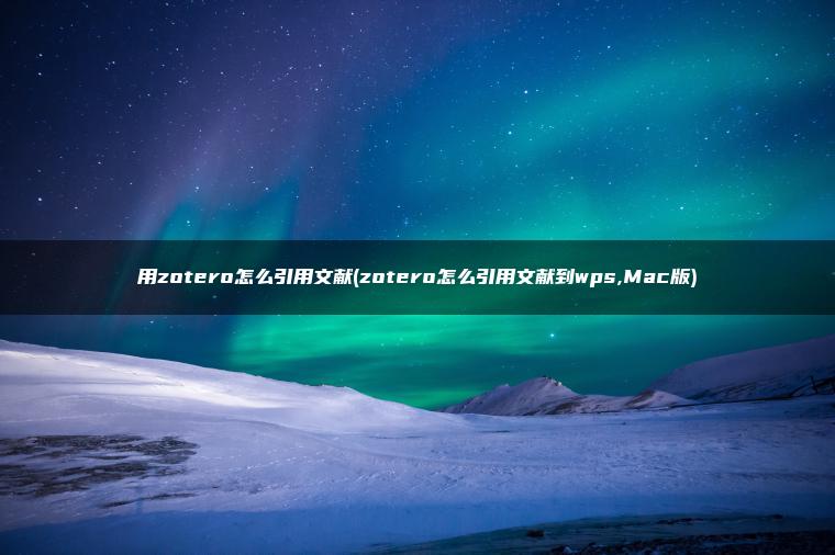 用zotero怎么引用文献(zotero怎么引用文献到wps,Mac版)