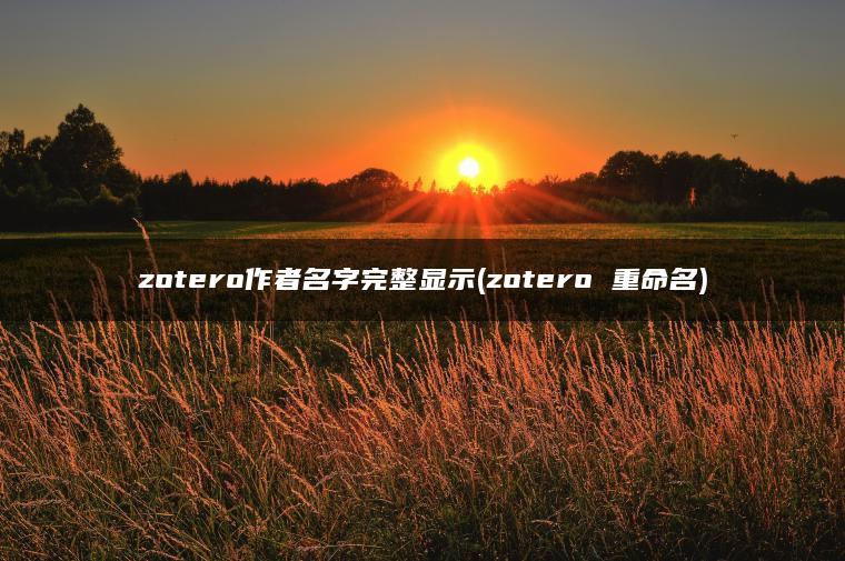 zotero作者名字完整显示(zotero 重命名)