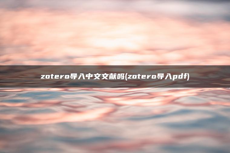 zotero导入中文文献吗(zotero导入pdf)