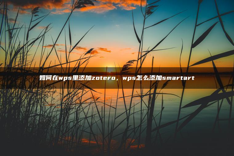 如何在wps里添加zotero，wps怎么添加smartart