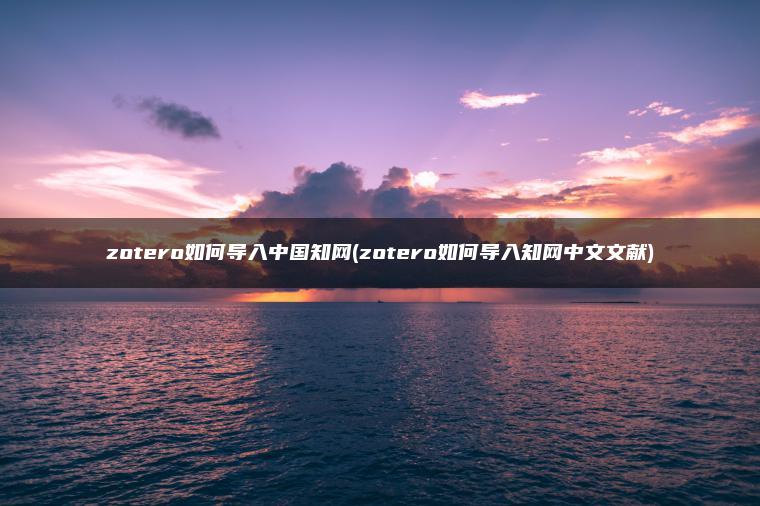 zotero如何导入中国知网(zotero如何导入知网中文文献)