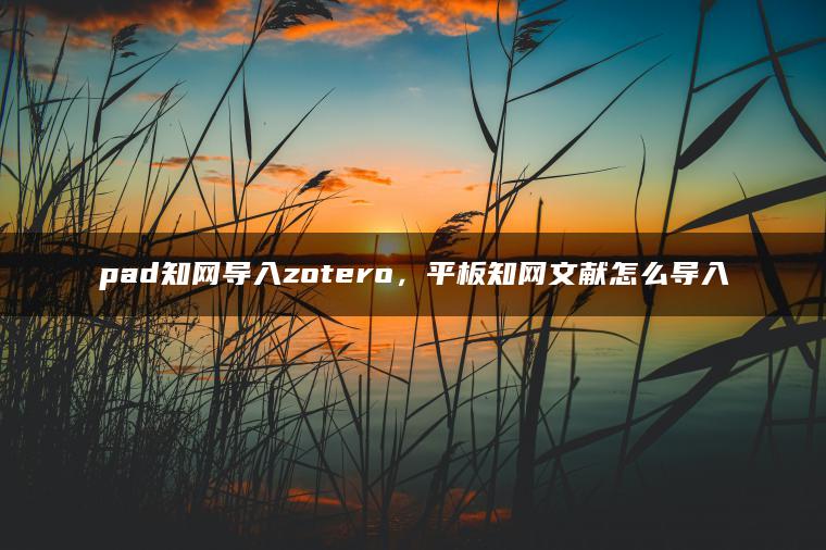 pad知网导入zotero，平板知网文献怎么导入