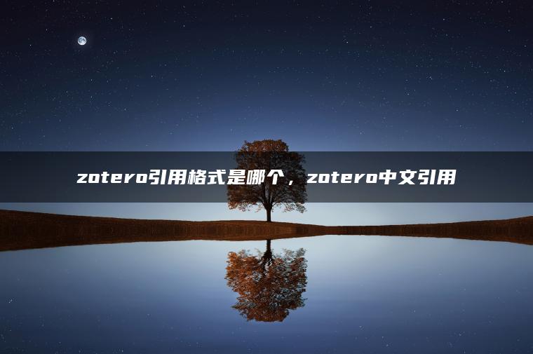 zotero引用格式是哪个，zotero中文引用
