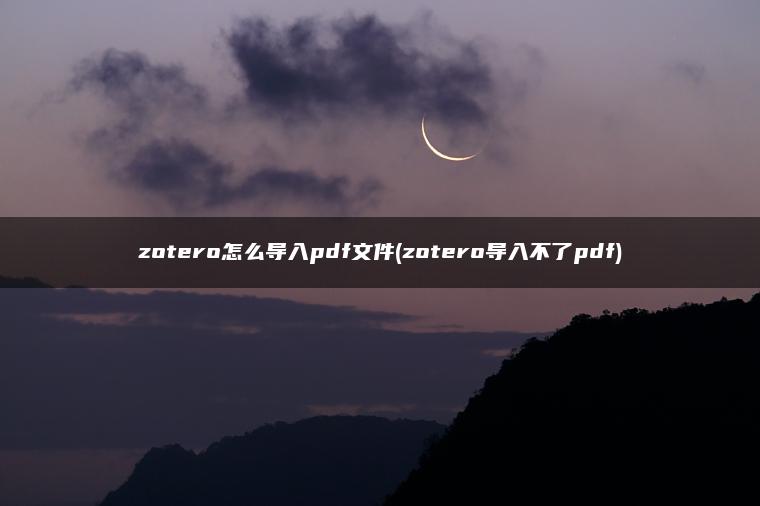 zotero怎么导入pdf文件(zotero导入不了pdf)