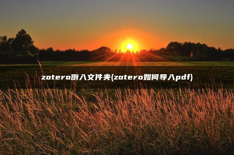 zotero倒入文件夹(zotero如何导入pdf)