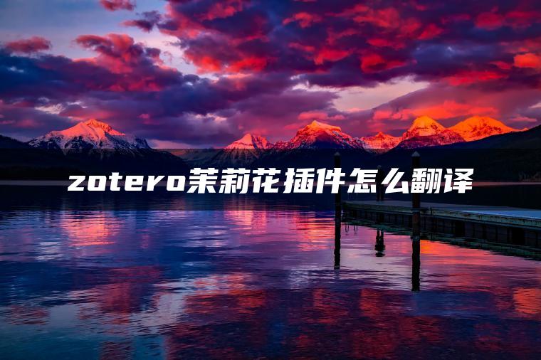 zotero茉莉花插件怎么翻译