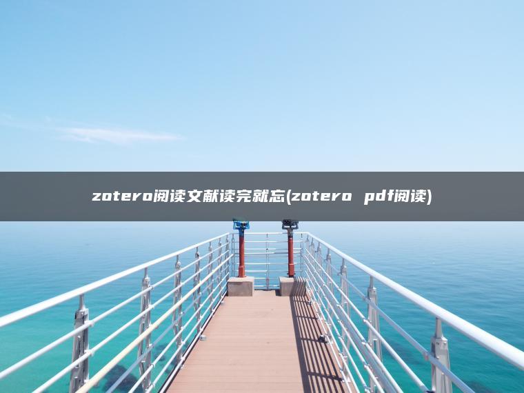 zotero阅读文献读完就忘(zotero pdf阅读)