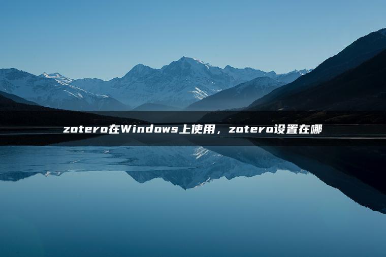 zotero在Windows上使用，zotero设置在哪