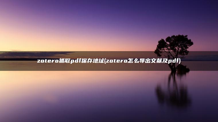 zotero抓取pdf保存地址(zotero怎么导出文献及pdf)