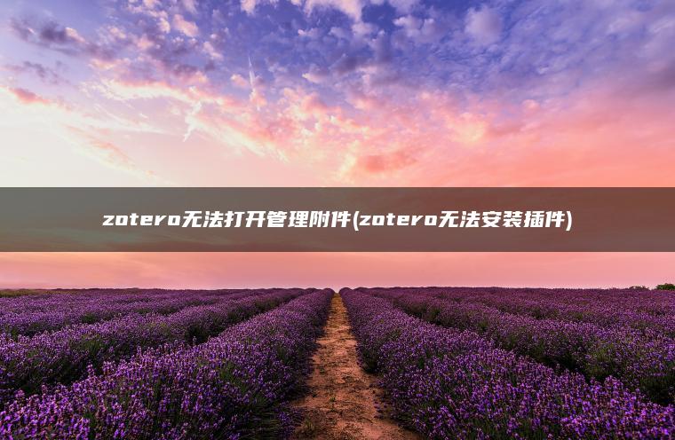 zotero无法打开管理附件(zotero无法安装插件)