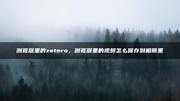 浏览器里的zotero，浏览器里的视频怎么保存到相册里