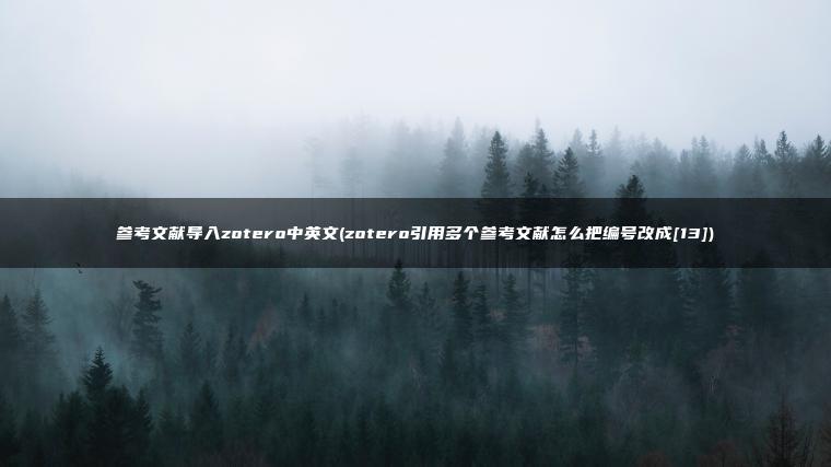 参考文献导入zotero中英文(zotero引用多个参考文献怎么把编号改成[13])