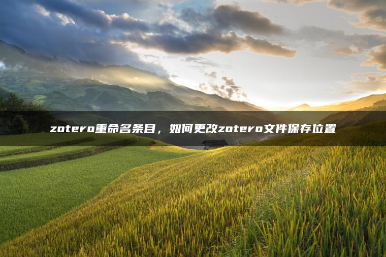 zotero重命名条目，如何更改zotero文件保存位置