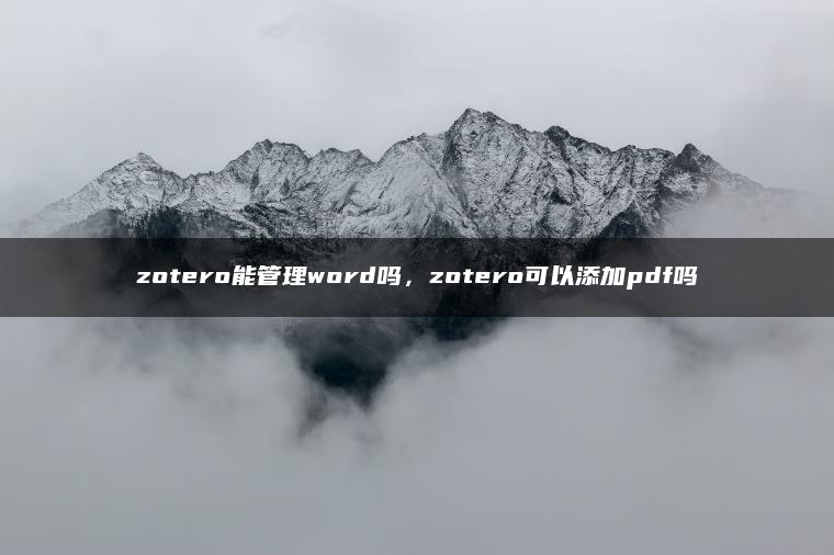 zotero能管理word吗，zotero可以添加pdf吗
