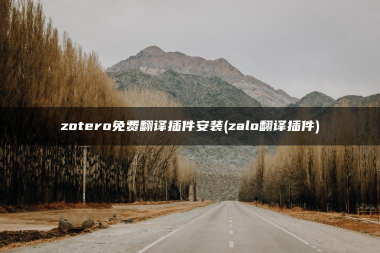 zotero免费翻译插件安装(zalo翻译插件)