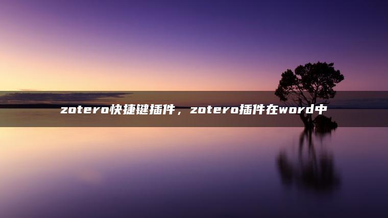 zotero快捷键插件，zotero插件在word中