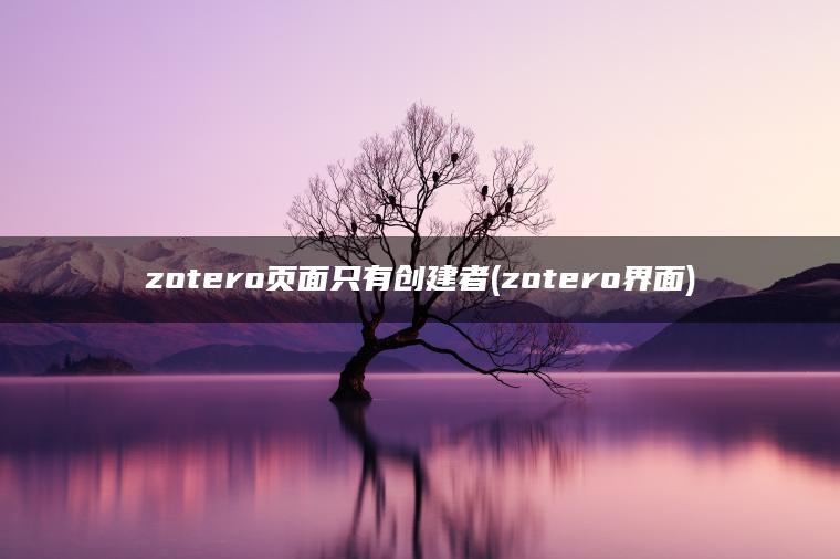 zotero页面只有创建者(zotero界面)