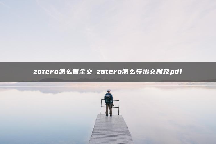 zotero怎么看全文_zotero怎么导出文献及pdf