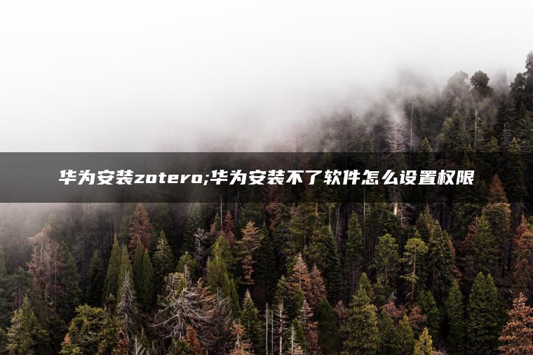 华为安装zotero;华为安装不了软件怎么设置权限