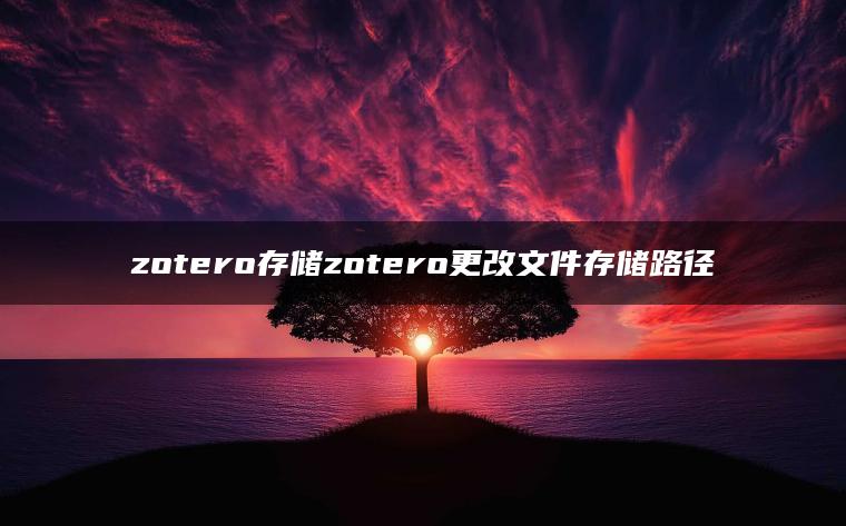 zotero存储zotero更改文件存储路径