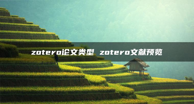 zotero论文类型 zotero文献预览